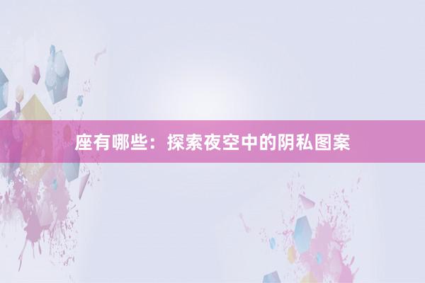 座有哪些：探索夜空中的阴私图案